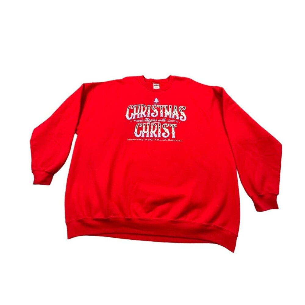 Christmas Begins With Christ Sweatshirt Men 3XL Red Religious Holiday Sweater